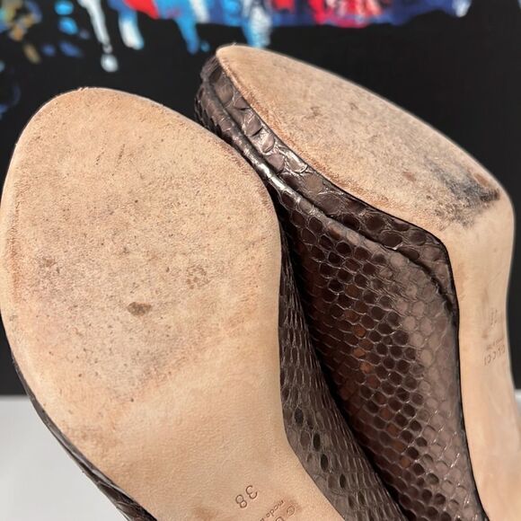 Gucci Snakeskin Peep Toe Pumps - Picture 7 of 10